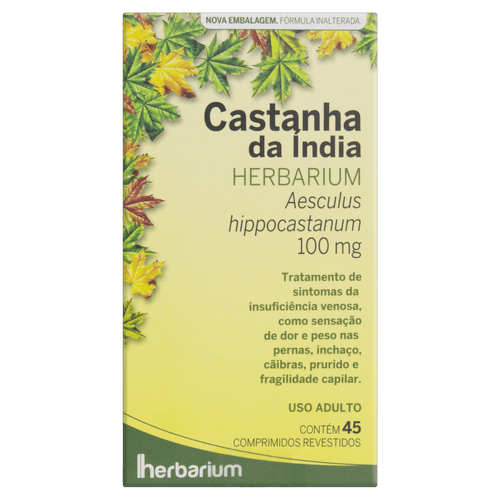 Castanha da Índia 100mg Herbarium Caixa 45 Comprimidos Revestidos