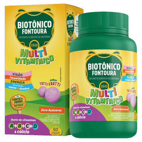 Polivitamínico Biotônico Fontoura Tutti-Frutti Infantil - 60 comprimidos