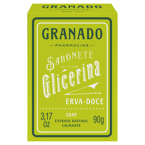 Sabonete Barra de Glicerina Erva-Doce Granado Caixa 90g