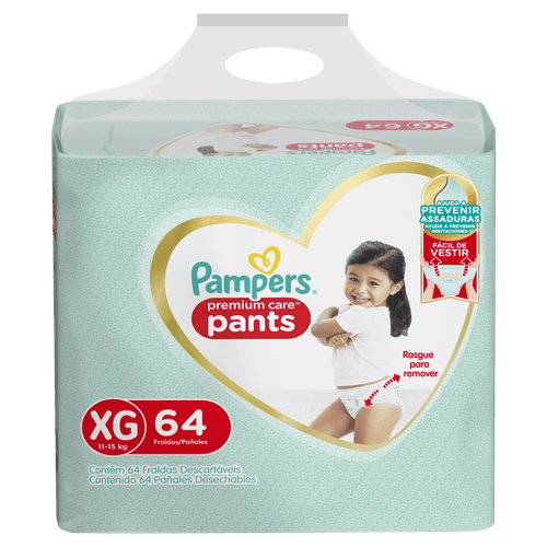 Fralda Pampers Pants Premium  Care XG  C/64 unid