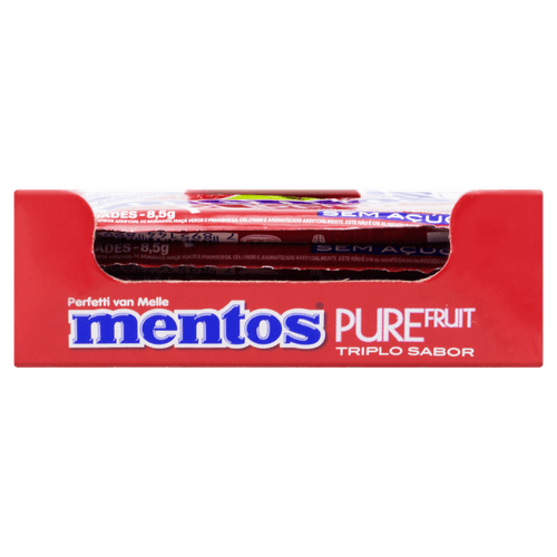 Gm Mentos Pure Fruit 3 Camadas Morango Maca Verde Framboesa 8,5G - Mentos
