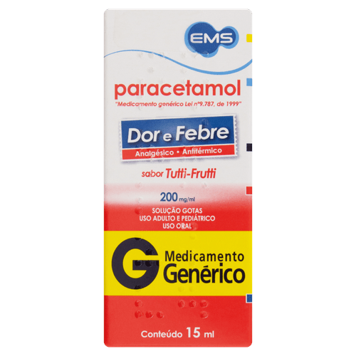 Paracetamol 200mg Sabor Tutti Frutti Frutti Sl Or 15ml - Genérico - Ems