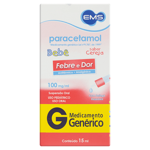 Paracetamol 100mg/ml Ems Sabor Cereja Solução Oral 15ml