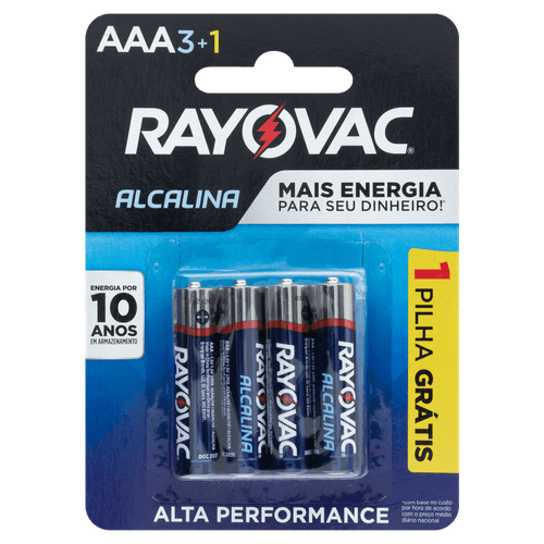 Pilha Rayovac Alcalina C/ 4 Pilhas Aaa