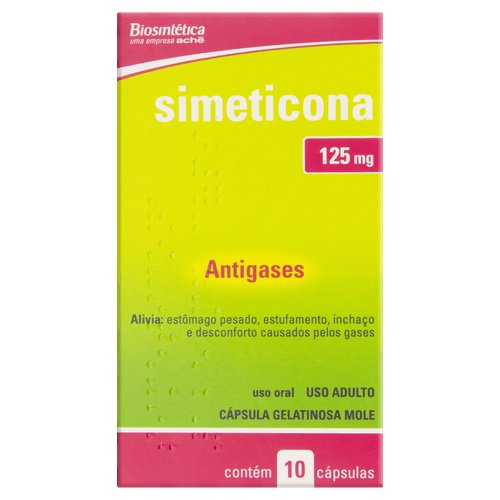Simeticona 125mg Biosintética 10 Cápsulas