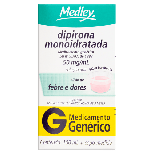 Dipirona monoidratada 50mg Genérico Medley c/ 100ml Solução