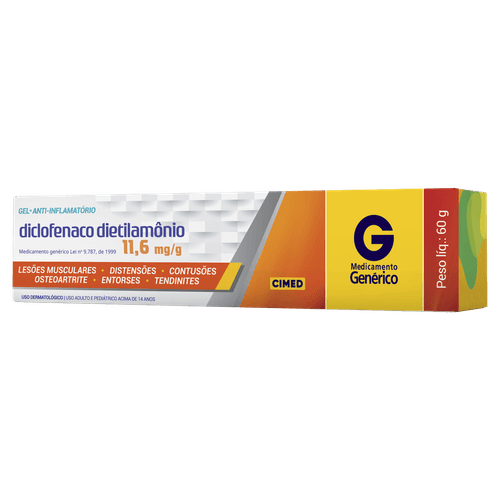 Diclofenaco Dietilamonio 10mg Gel Dermatológico 60g - Genérico - Cimed