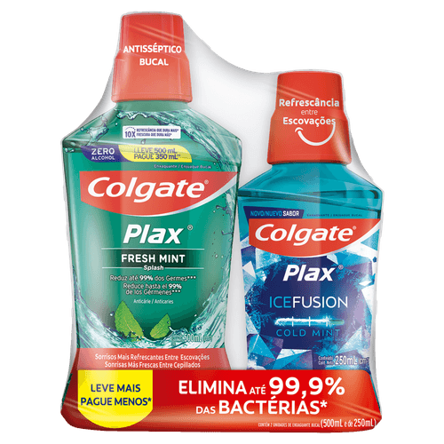 Enxag Bucal Plax F/M Lv500Ml Pg350Ml + 1,99 Plax 250Ml - Colgate Plax