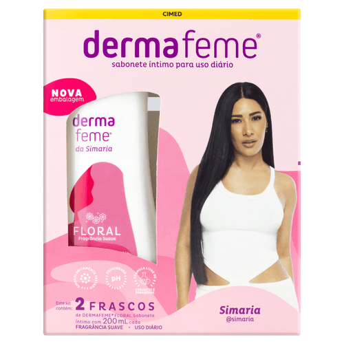 Kit Sabonete Líquido Íntimo Dermafemme Floral 200 ml com 2 unidades