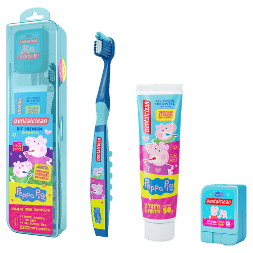 Kit Infantil Viagem Peppa Escova + Fio + Gel - Dentalclean