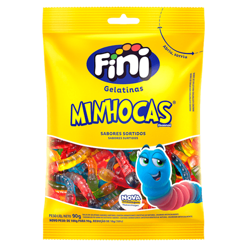 Bala Gelatina Minhocas Brilho Fini 100g