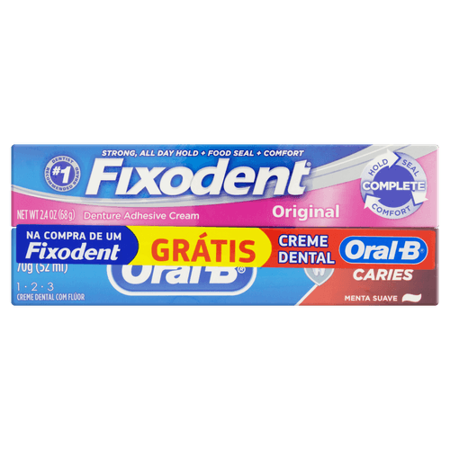 Kit Fixodent Original 68G + Creme Dental Oralb 90G - Fixodent