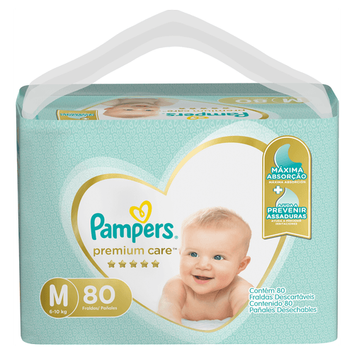 Fralda Pampers Premium Care M - 80 unidades