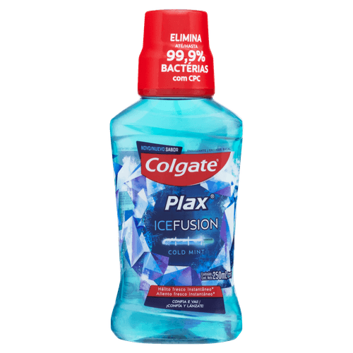 Enxaguante Bucal Zero Álcool Cold Mint Colgate Plax Ice Fusion Frasco 250ml