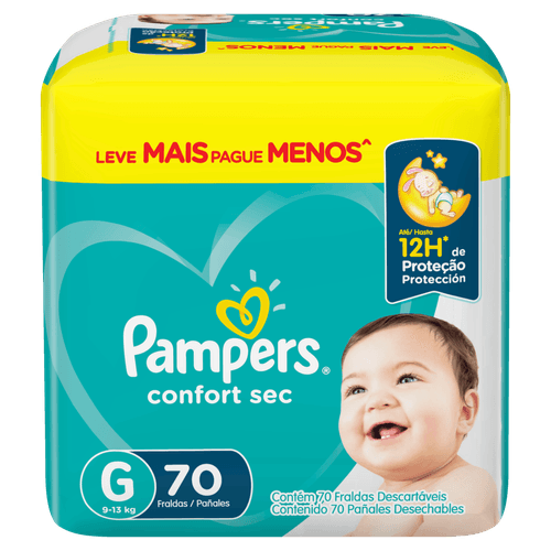 Fralda Pampers Confort Sec G - 70 unidades