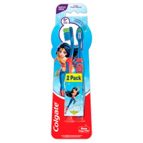 Escova de Dentes Colgate Smiles 6+ Anos Batman e Mulher Maravilha - 2 unidades