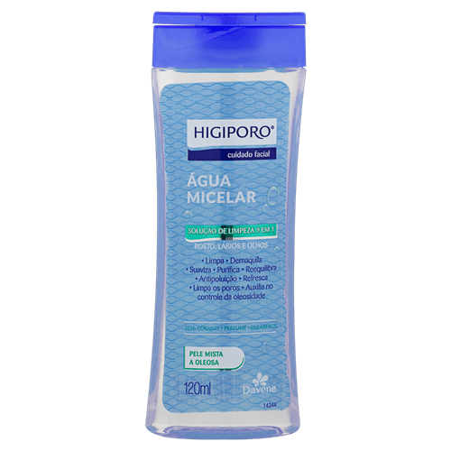 Água Micelar Higiporo Pele Mista 120Ml - Davene