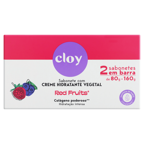 Kit Sabonete Barra Cloy Beauty Red Fruits 02Un 80G - Cloy