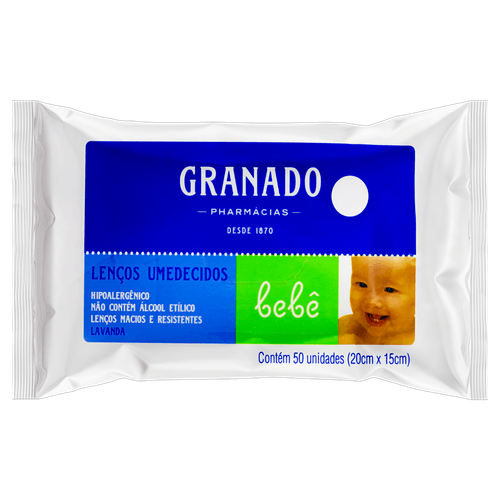 Lenço Umedecido Granado Bebê Lavana 50Un - Granado