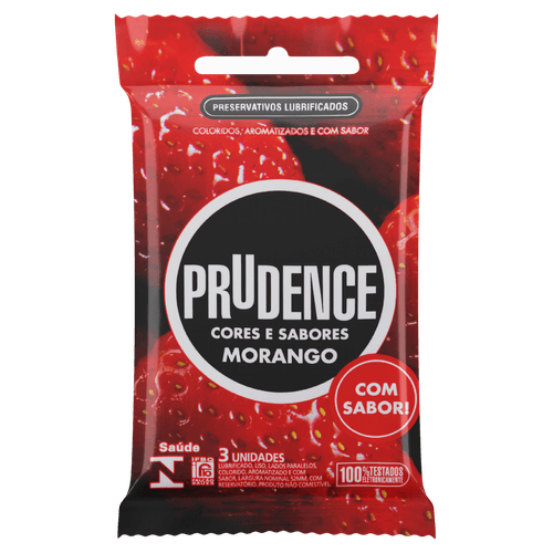 Preservativo Prudence Plus Morango 3Un - Prudence