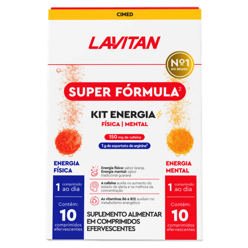 Lavitan Super Fórmula Kit Energia Física e Mental 150mg - 20 comprimidos efervescentes