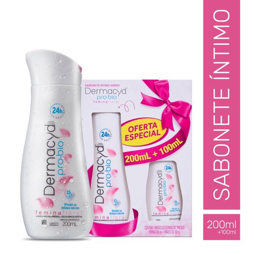 Kit Sabonete Líquido Íntimo Femina Floral 200ml + 100ml Dermacyd Pro-Bio