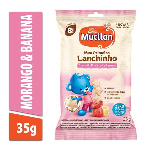 Biscoito Morango e Banana Mucilon Meu Primeiro Lanchinho Pacote 35g