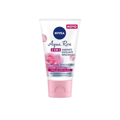 Nivea Aqua Rose 3 em 1 150ml - Sabonete, Esfoliante e Máscara Facial