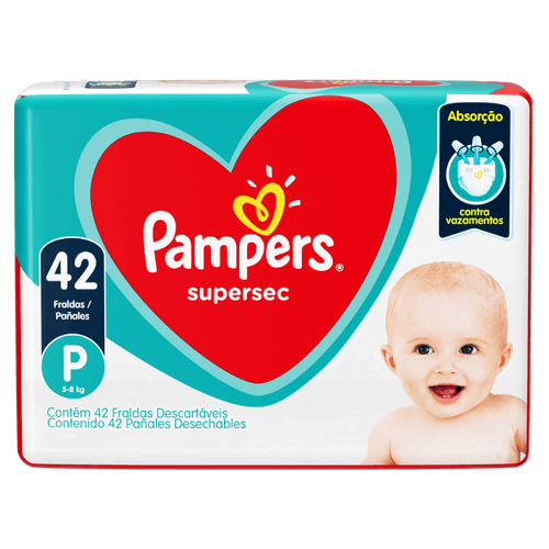 Fralda Descartável Infantil Pampers Supersec P 42 Unidades