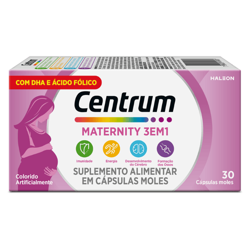 Suplemento Alimentar Centrum Maternity 3 em 1 Zero Açúcar Centrum 30 Cápsulas Moles