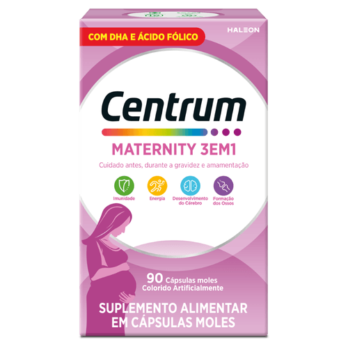 Suplemento Alimentar Centrum Maternity 3 em 1 Zero Açúcar Centrum 90 Cápsulas Moles
