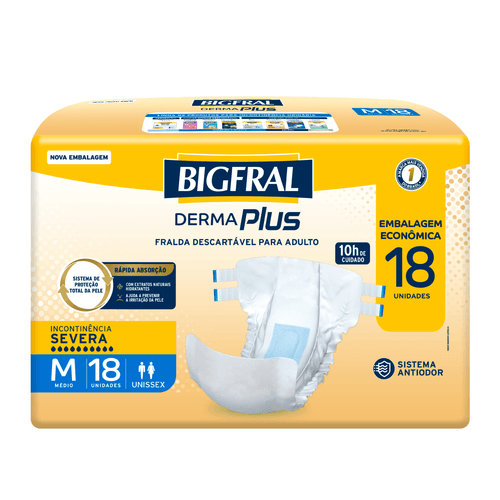 Fralda Bigfral Derma Plus Econômica M - 18 Unidades