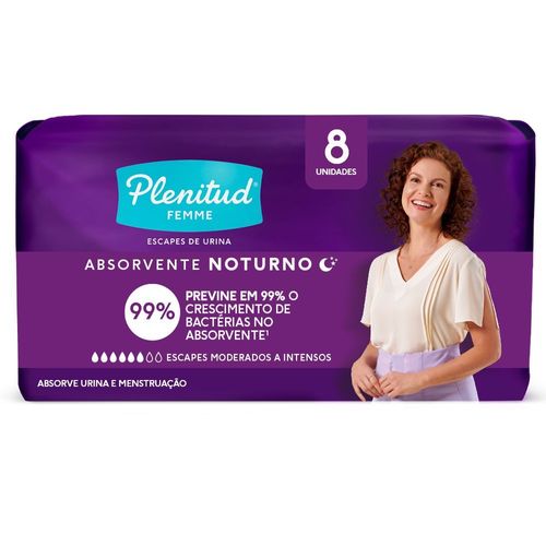 Absorvente Noturno Plenitud Femme - 8 unidades