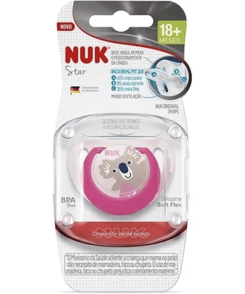 Chupeta infantil Nuk Star 18+ meses Rosa Coala