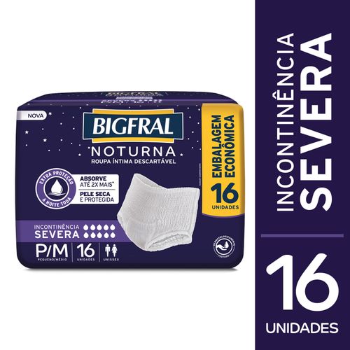 Roupa Íntima Descartável Unissex Bigfral Noturna P/M - 16 Unidades