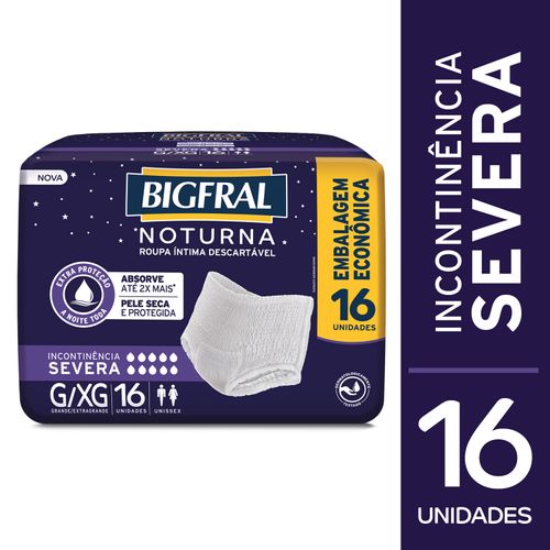 Roupa Íntima Descartável Unissex Bigfral Noturna G/XG - 16 Unidades