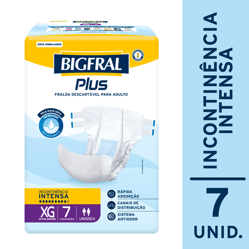 Fralda Descartável Adulto Bigfral Plus XG - 7 Unidades