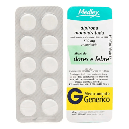 Dipirona Sódica 500mg Genérico Medley  C/10 comprimidos