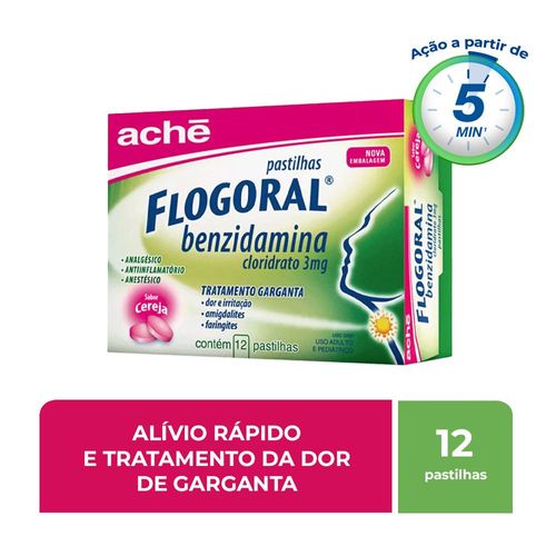 Pastilha Flogoral Cereja - 12 Unidades