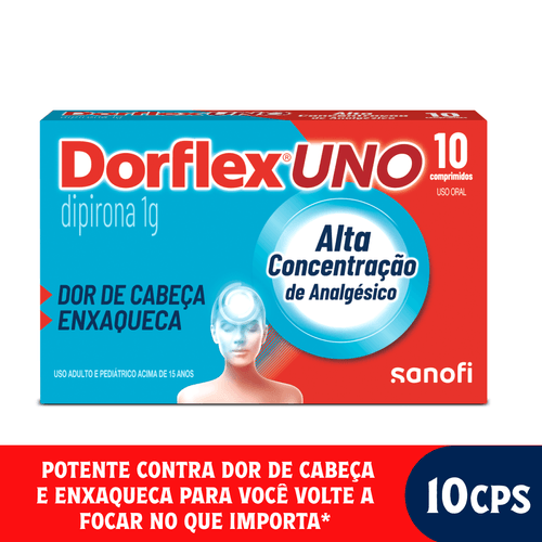 Dorflex Uno - Enxaqueca - Dipirona Monoidratada 1g - 10 comprimidos