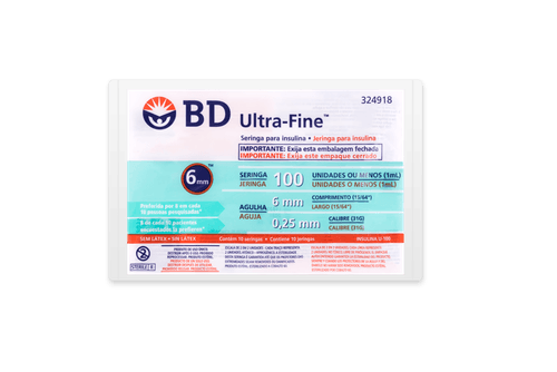 Seringa para Insulina BD Ultra-Fine com Agulha 6mm 100UI - 10 Unidades