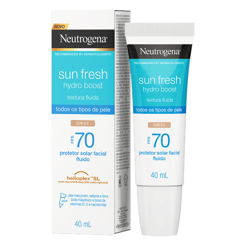 Protetor Solar Facial Fluido Cor 2.0 FPS 70 Neutrogena Sun Fresh Hydro Boost-40ml