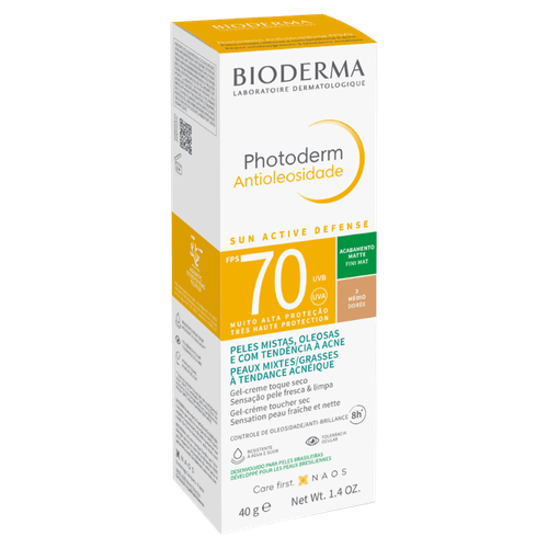 Protetor Solar Gel-Creme Antioleosidade Cor Médio FPS 70 Suave Bioderma Photoderm - 40g