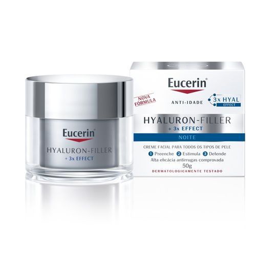 EUCERIN Creme Hidratante Facial Anti-idade Noite 50ml, Hyaluron-Filler, Ácido Hialurônico, Antirrugas, Noturno