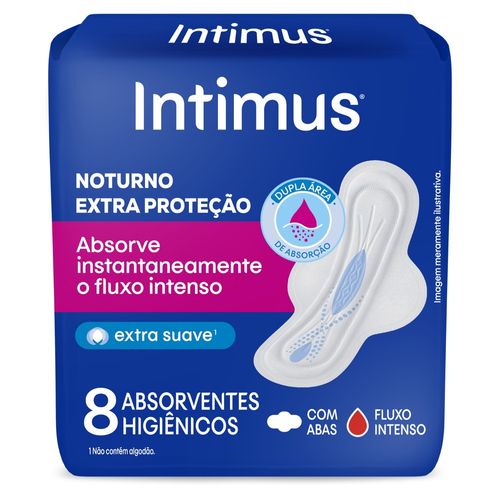 Absorvente Externo Intimus Noturno Suave com Abas - 8 unidades