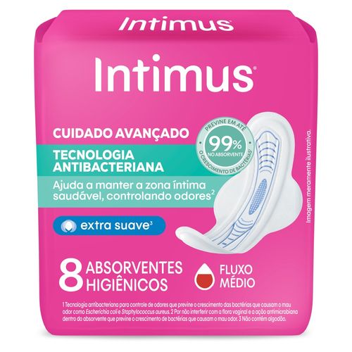 Absorvente Intimus® Tecnologia Antibacteriana C/Abas - 8un