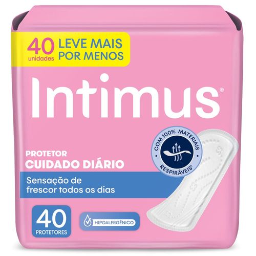 Protetor Diário Intimus Cuidado Diário Sem Abas Sem Perfume Pacote Promocional Leve Mais Pague Menos 40 Unidades