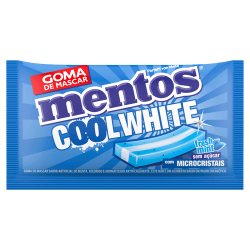 Goma de Mascar Fresh Mint Zero Açúcar com Microcristais Mentos Cool White - 8,5g