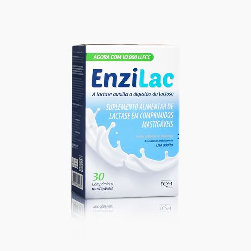 Suplemento Alimentar de Lactase Enzilac 10.000 U.FCC Baunilha 30 Comprimidos Mastigáveis