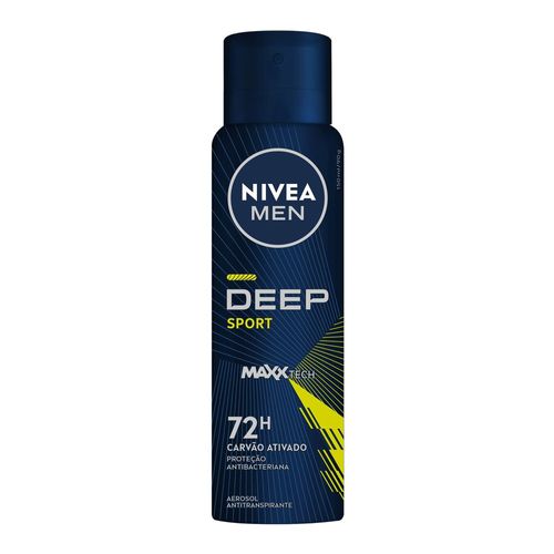 NIVEA MEN Antitranspirante Aerossol Deep Sport MaxxTech Carvão Ativado 150ml